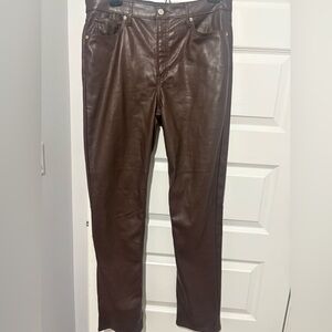 GAP Vintage Slim High-Rise Faux Leather Pants in Dark Brown Size 32/14